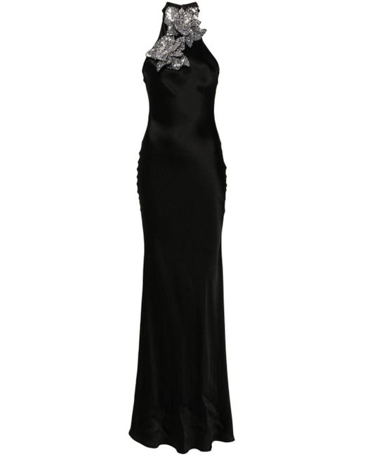 Amen Black Crystal-embellishment Maxi Dress