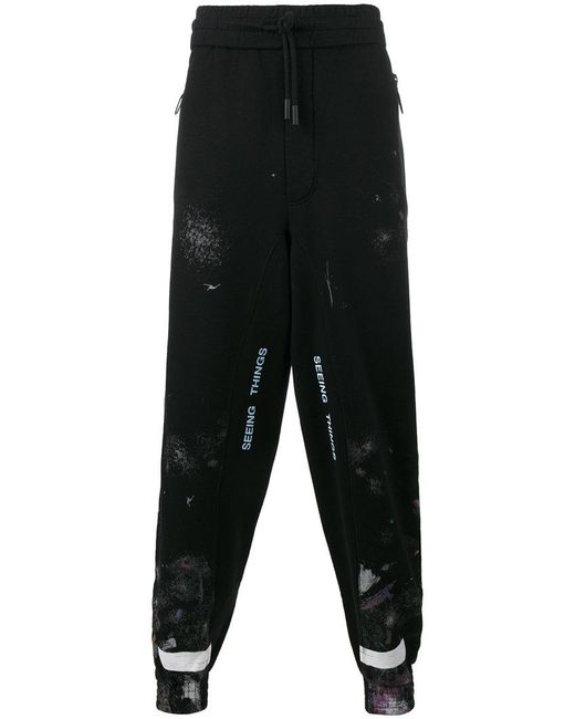Off-white c/o virgil abloh Galaxy Brushed Sweatpants With Diagonal Stripe Detail in Black for