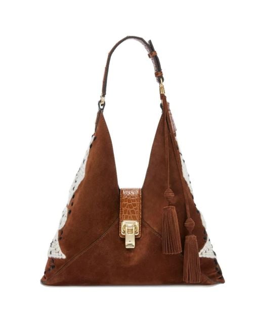 Sac Cabas En Daim À Losanges Brodés Ermanno Scervino en coloris Brown