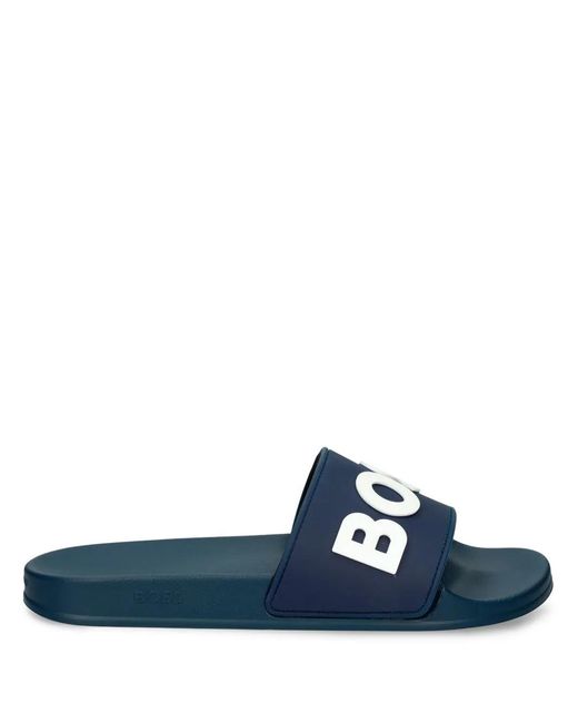 Boss Blue Logo-patch Slides for men