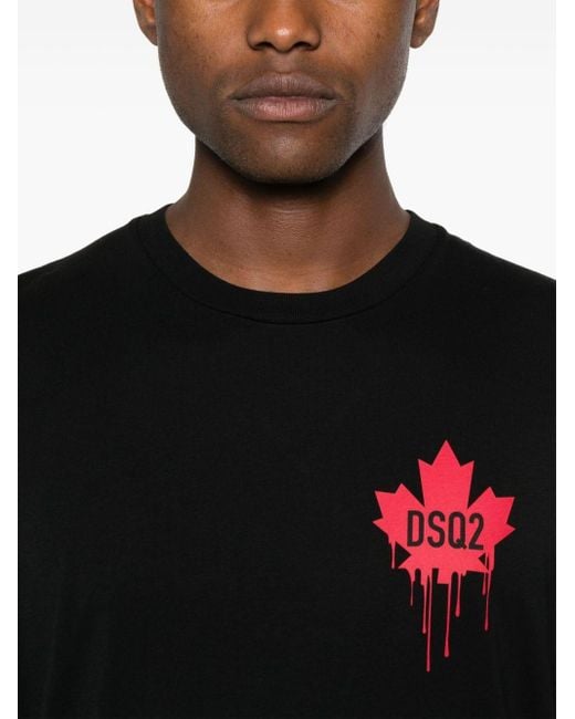 DSquared² Black Logo-Print Cotton T-Shirt for men