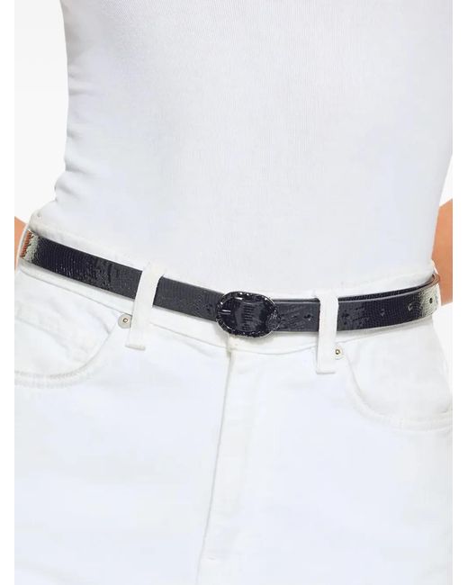 Kurt Geiger White Mayfair 18 Embellished-Buckle Belt