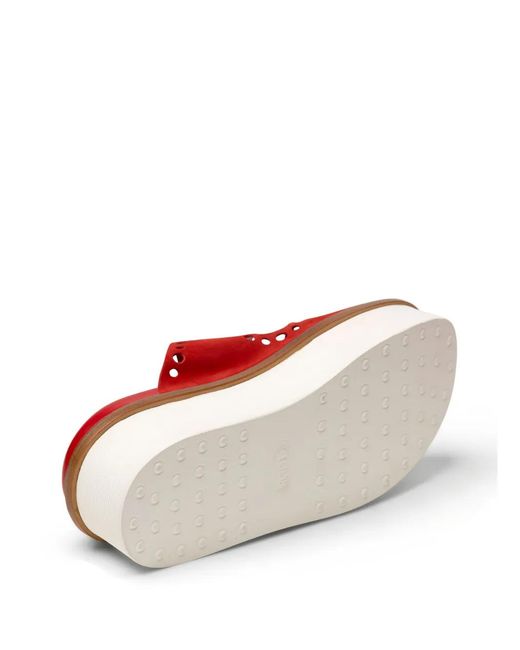 Tod's Red Perforated Buckle Platform Sandals