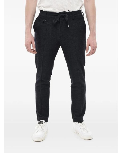 Paolo Pecora Blue Tweed Drawstring Tapered Trousers for men