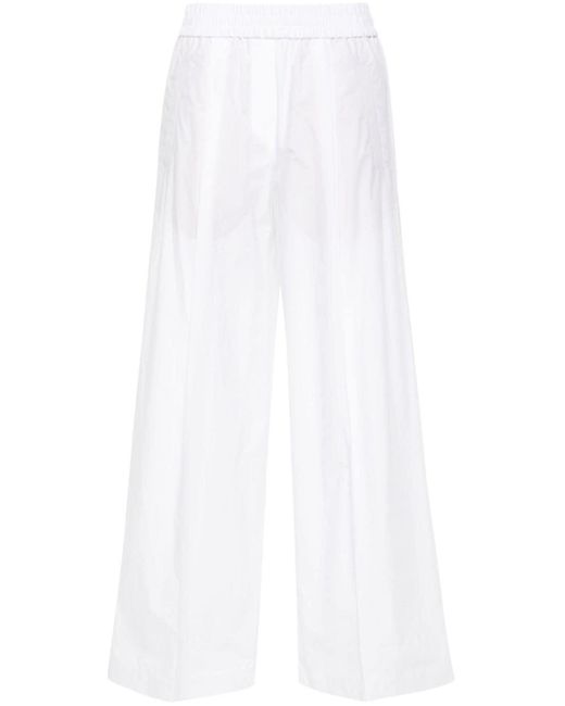 Brunello Cucinelli White Elastic-waist Wide-leg Trousers