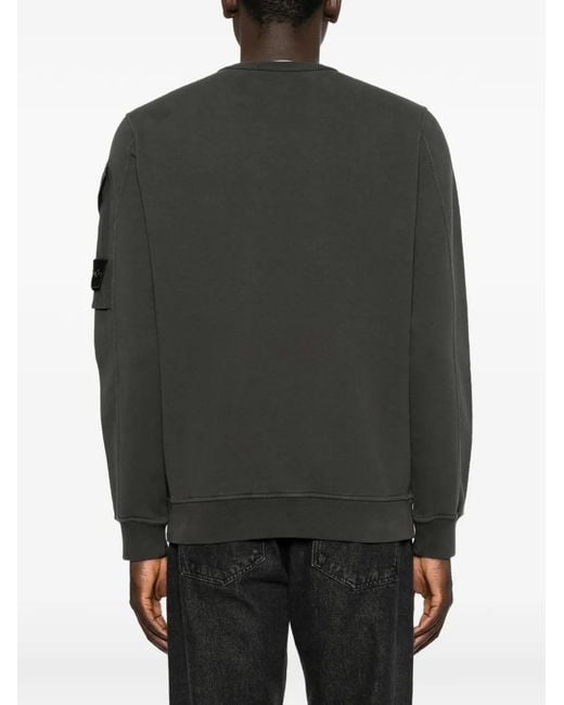Stone Island Black Sleeve-Pocket Ribbed-Trim Sweatshirt for men