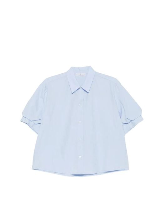 Whyci Blue Puff-Sleeves Shirt