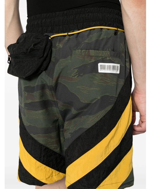 Mostly Heard Rarely Seen Black Camouflage Striped Track Shorts for men