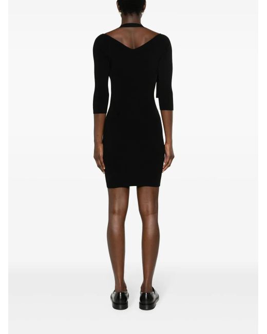 Patrizia Pepe Black Bodycon Knitted Minidress