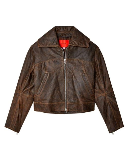 Eckhaus Latta Brown Hide Leather Jacket