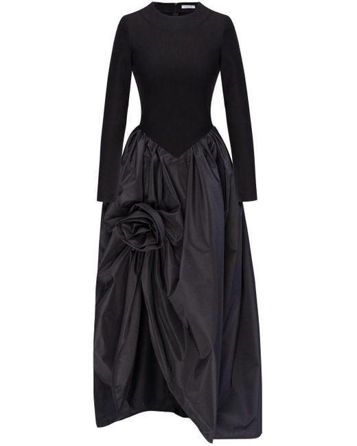 Sleeper Black Aurora Rose-detail Maxi Dress