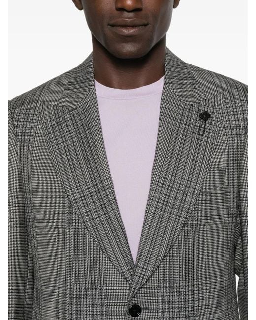 Lardini Gray Checked Single-Breasted Blazer for men