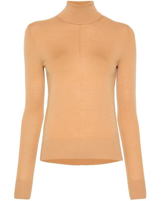 Chloé Natural Logo-Embroidered Wool Jumper
