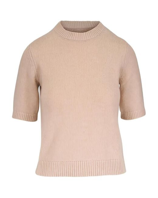 Kinross Cashmere Natural Crew-Neck Short-Sleeve T-Shirt