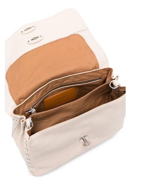 Zanellato Natural Postina Stud-Embellished Leather Tote Bag