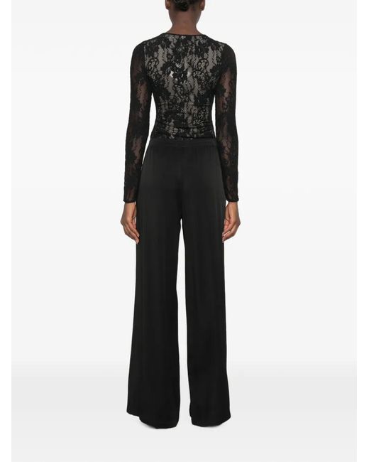 Zimmermann Black Lace-Panelled Long-Sleeve Bodysuit