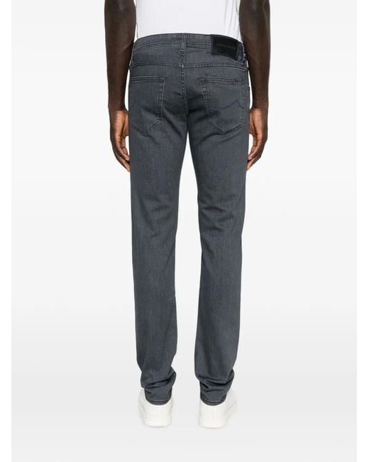 Jacob Cohen Blue Logo-Patch Straight-Leg Jeans for men