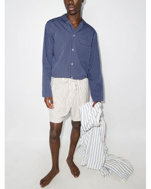 Tekla Blue Organic Cotton Pajama Shirt for men