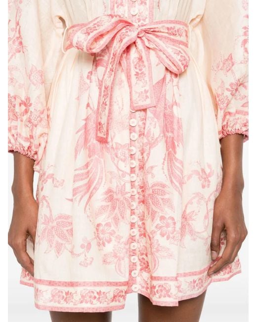 Zimmermann Pink Lucky Plunge Mini Dress