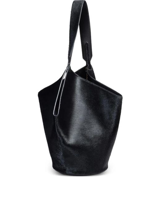 Khaite Black Chain-Detail Leather Tote Bag