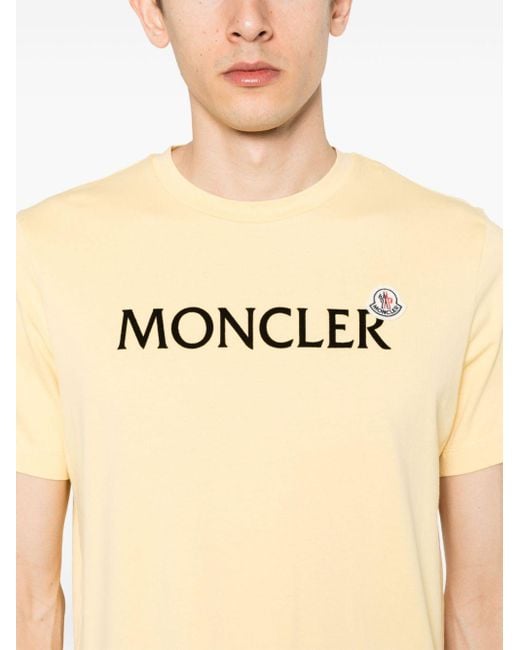 Moncler Natural Flocked-logo Cotton T-shirt for men