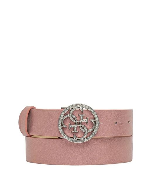 Guess Pink Embellished Logo Belt