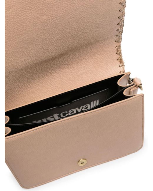 Just Cavalli Pink Faux-leather Metallic-snake Shoulder Bag