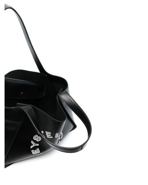 Stella McCartney Black Broderie Anglaise-Logo Tote Bag
