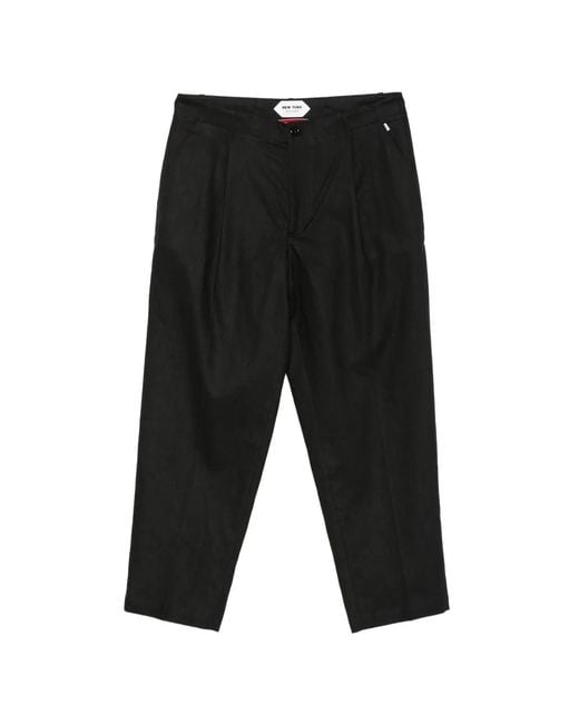NEW YORK RESIDENT Black Andrew Pleated Cotton Trousers for men