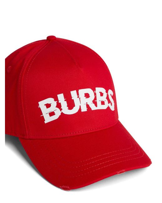 DSquared² Red Burbs Printed Baseball Cap for men