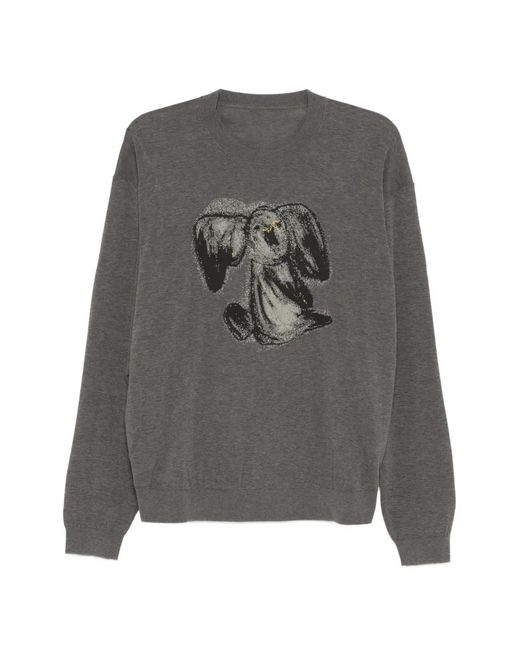 JNBY Gray Cotton Patterned Kinitted Top