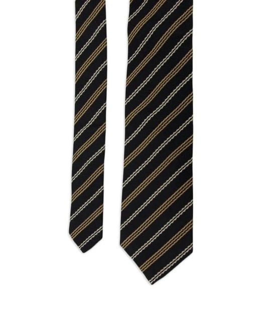 Corbata de seda a rayas diagonales Brunello Cucinelli de hombre de color Black