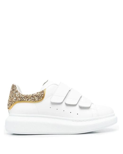 McQueen White Touch-Strap Low-Top Sneakers