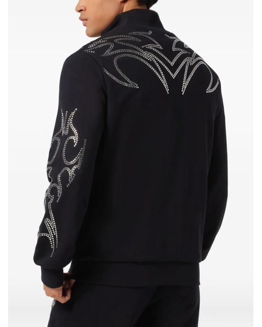 Philipp Plein Black Stud-Embellished Track Jacket for men
