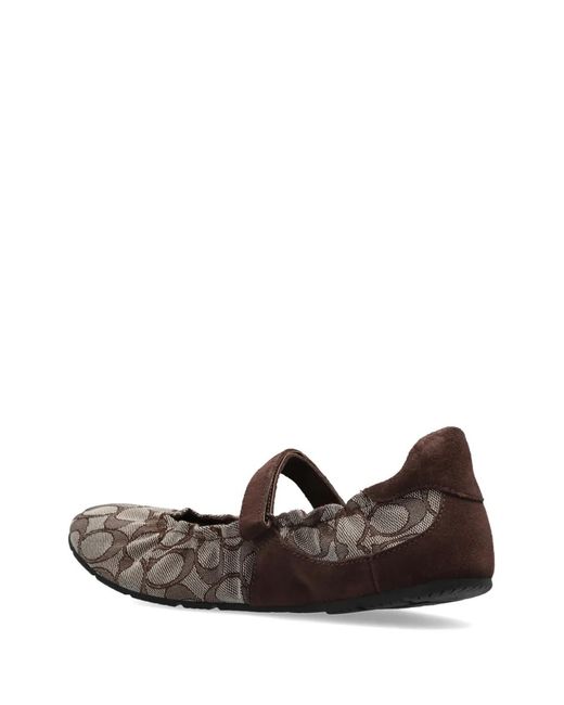 COACH White Patterned Strap Ballet Flats