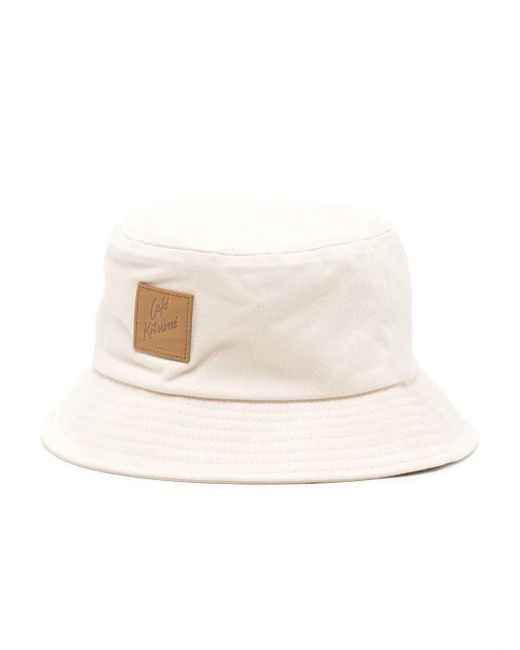 Café Kitsuné Natural Logo-Appliqué Bucket Hat for men