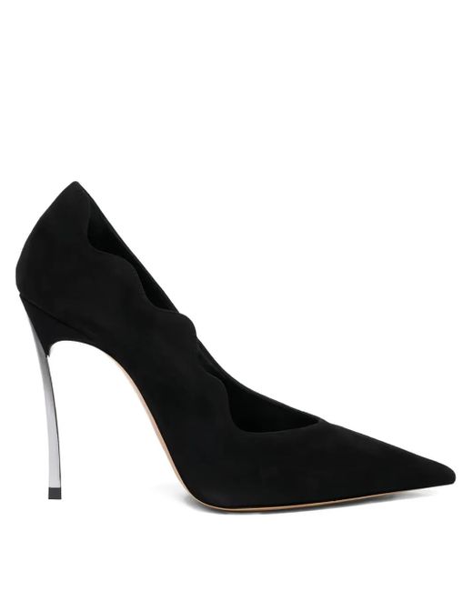 Casadei Black Spitze Pumps mit Wellensaum