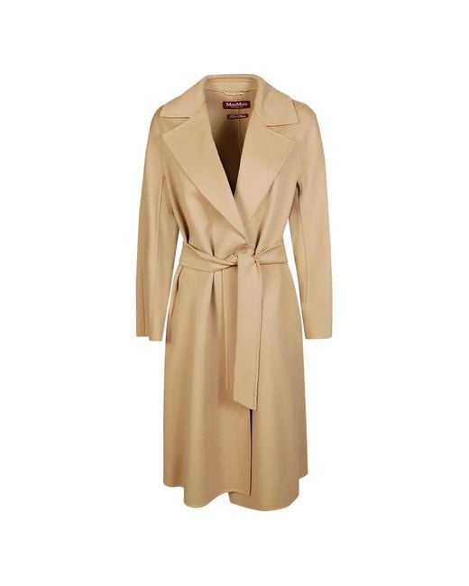 Max Mara Natural Belted Notch-Lapels Coat