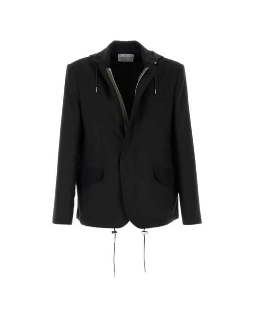 Sacai Black Hooded Twill Jacket for men