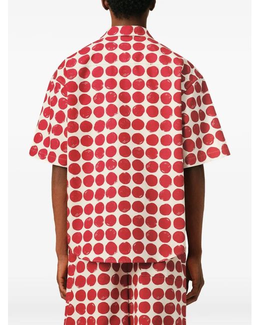 AMI Red Cotton Short Sleeves Boxy Fit Shirt for men