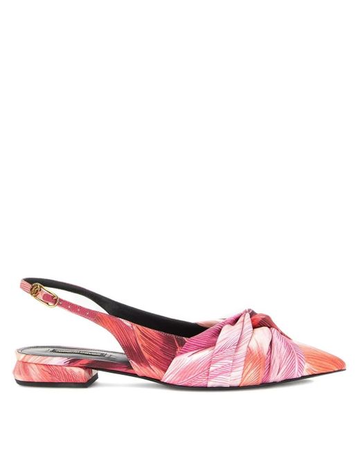 Roberto Cavalli Pink Slingback Knot Ballet Flats