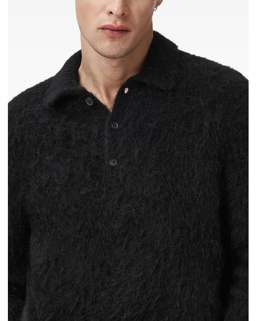 AllSaints Black Polo Sonny À Manches Longues for men