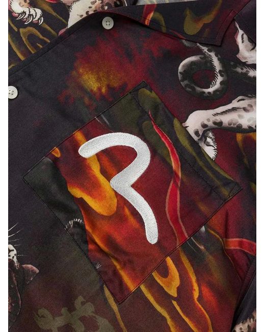 Evisu Red Leopard-Print Shirt for men