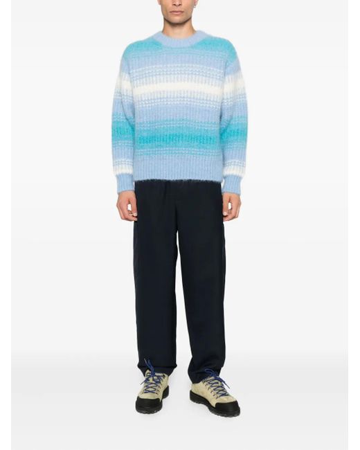 KENZO Blue Striped Crew-Neck Jumper for men