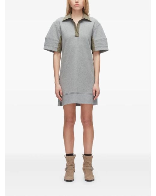 3.1 Phillip Lim Gray Polo-Collar Short-Sleeve Mini Dress
