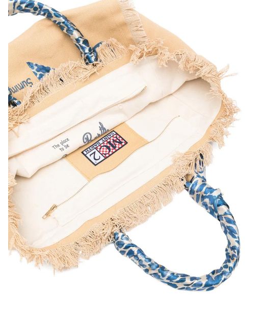 Mc2 Saint Barth Blue Vanity Logo-Print Tote Bag