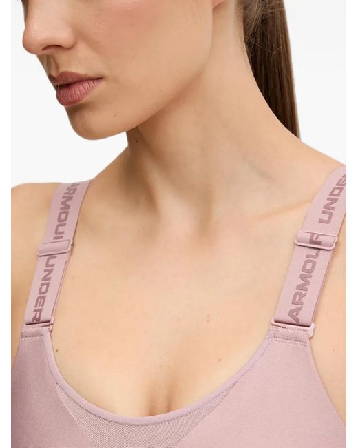 Under Armour Black Logo-Strap Mesh-Panel Sports Bra