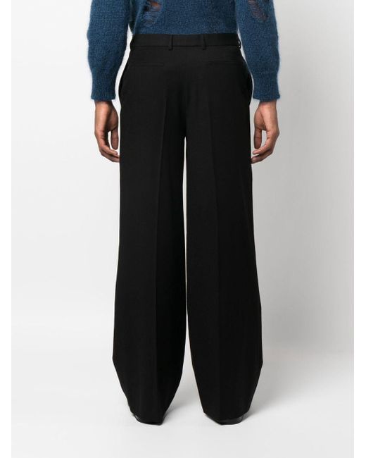 Saint Laurent Black Wide-leg Wool Trousers for men