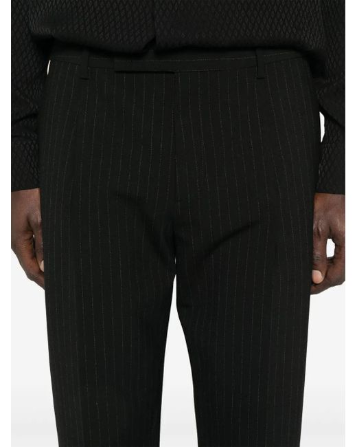 Lardini Black Pinstriped Trousers for men