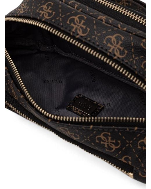 Guess Black Logo-Print Zip-Around Belt Bag
